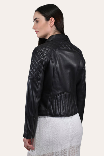 Women’s Black Oklahoma Biker Leather Jacket Black - Frye