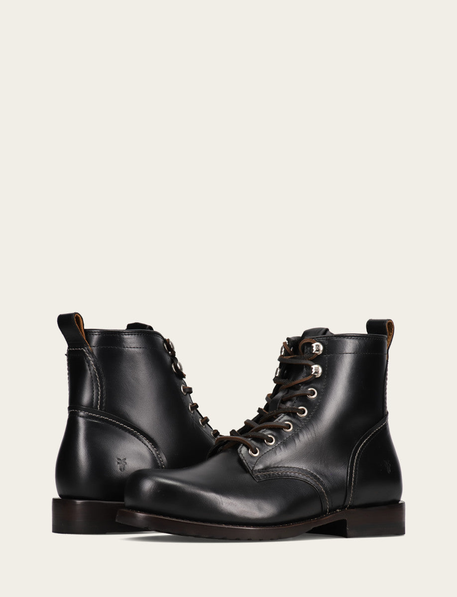 Men's Black Hudson Workboot Plain Toe Black - Frye