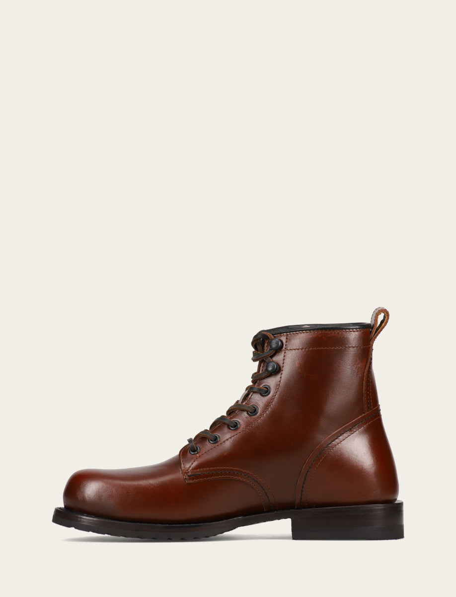 Men's Mahogany Hudson Workboot Plain Toe Mahogany - Frye