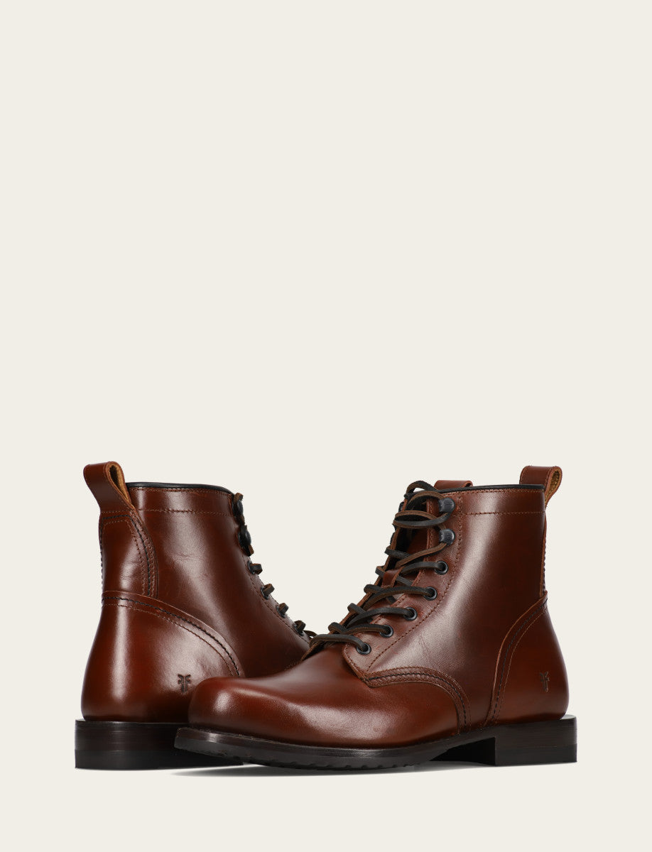Men's Mahogany Hudson Workboot Plain Toe Mahogany - Frye