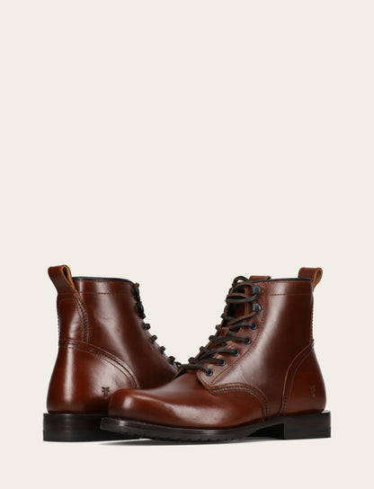 Men's Mahogany Hudson Workboot Plain Toe Mahogany - Frye