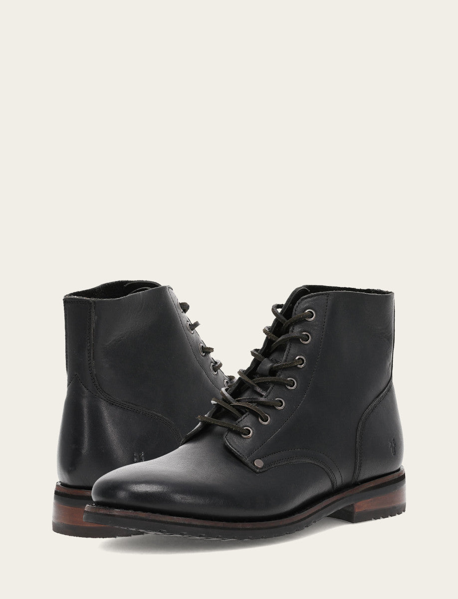 Men's Black Barrett Lace Up Boots Black - Frye