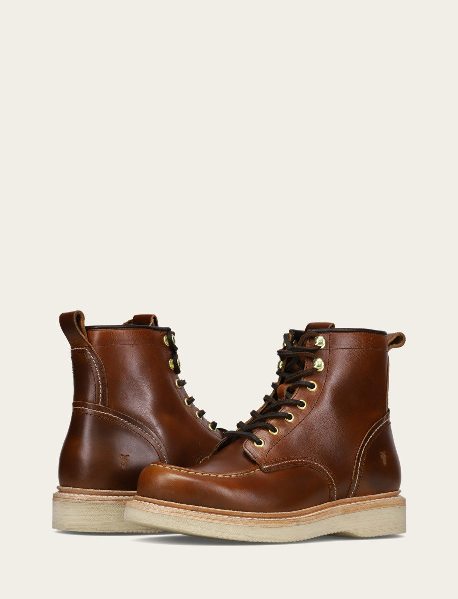 Men's Saddle Hudson Workboot Wedge Lace Ups Saddle - Frye