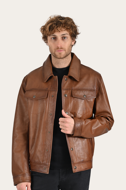Brown Baxter Trucker Jacket Brown - Frye