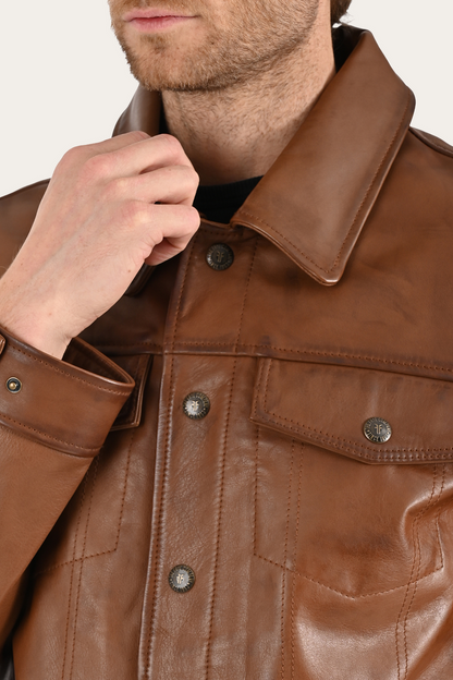 Brown Baxter Trucker Jacket Brown - Frye