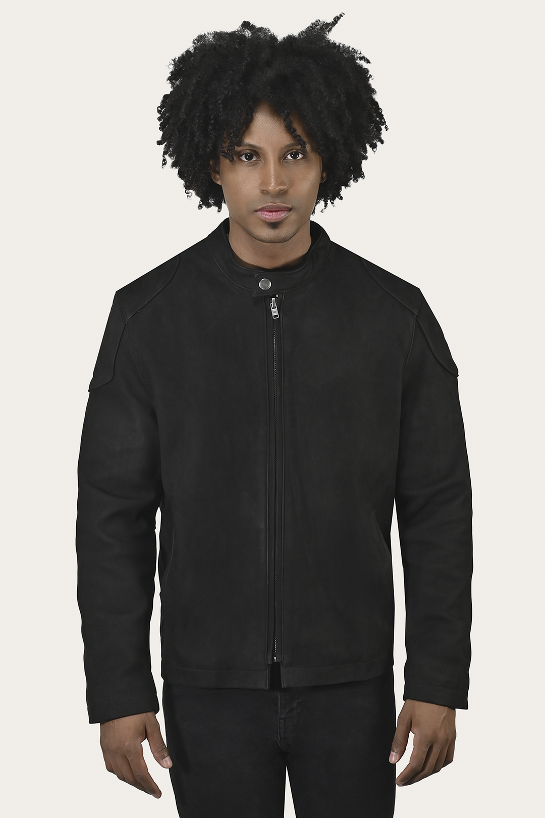 Men’s Black Gannon Lamb Leather Racer Jacket Black - Frye
