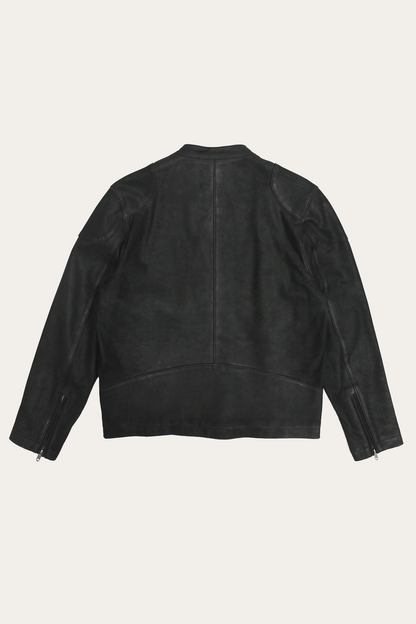 Men’s Black Gannon Lamb Leather Racer Jacket Black - Frye