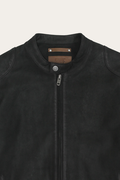 Men’s Black Gannon Lamb Leather Racer Jacket Black - Frye