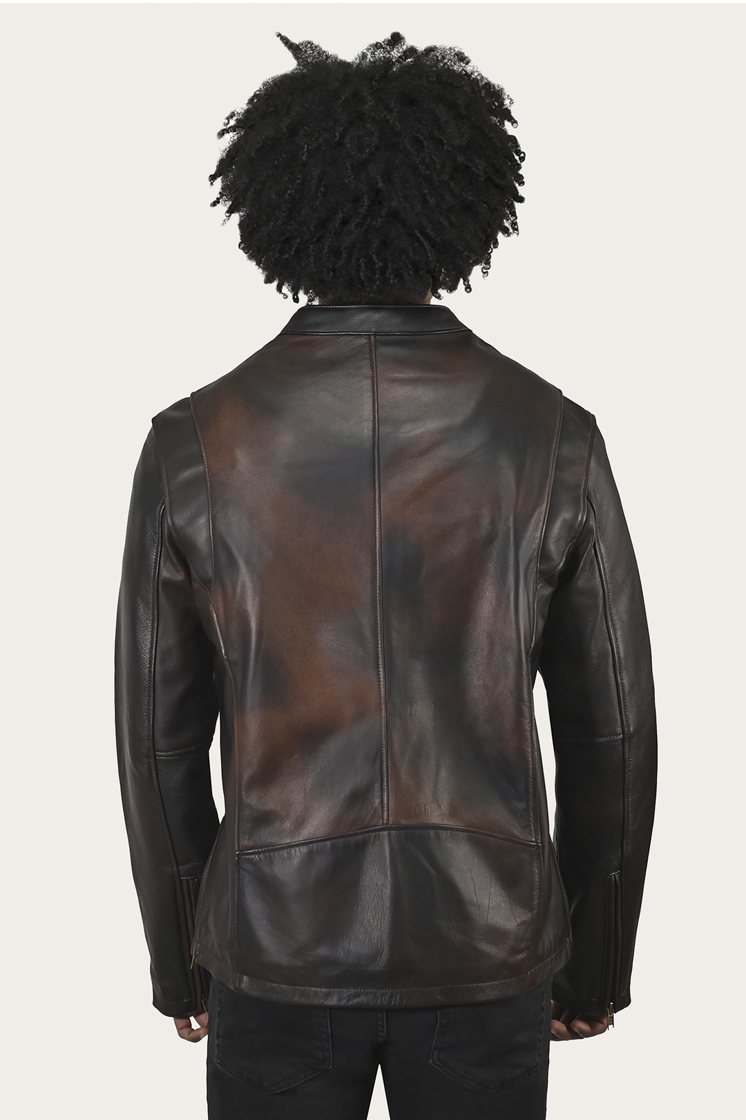 Men’s Cognac Black Huck Cowhide Racer Leather Jacket Cognac Black - Frye