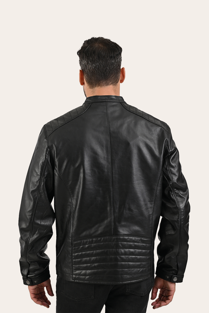 Men’s Black Pioneer Racer Leather Jacket Black - Frye