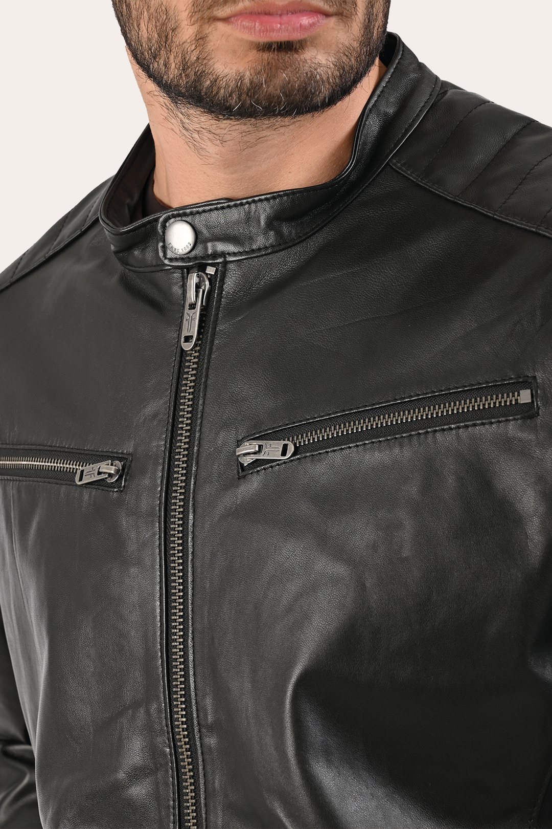 Men’s Black Pioneer Racer Leather Jacket Black - Frye
