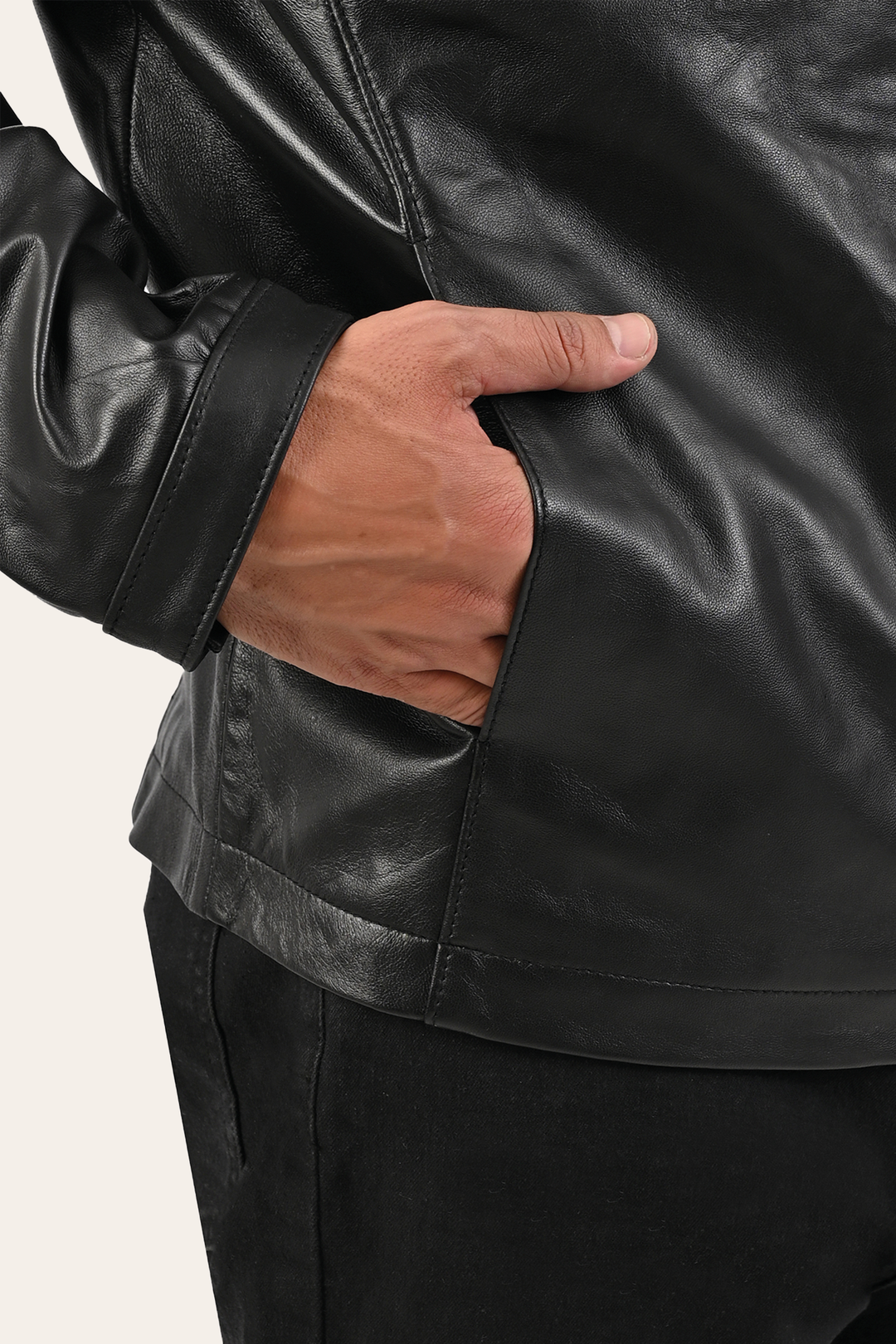 Men’s Black Pioneer Racer Leather Jacket Black - Frye