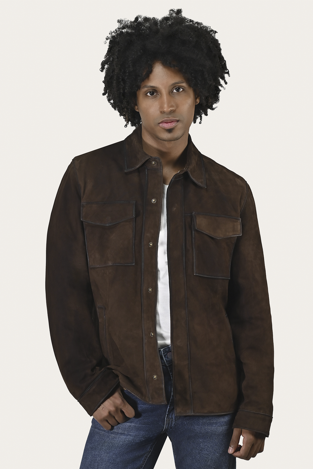 Men’s Dark Brown Brock Classic Suede Shacket Dark Brown - Frye