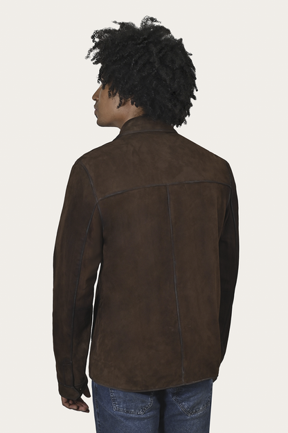 Men’s Dark Brown Brock Classic Suede Shacket Dark Brown - Frye