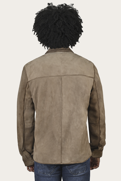 Men’s Taupe Brock Suede Utility Shacket Taupe - Frye