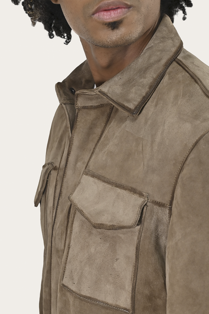 Men’s Taupe Brock Suede Utility Shacket Taupe - Frye