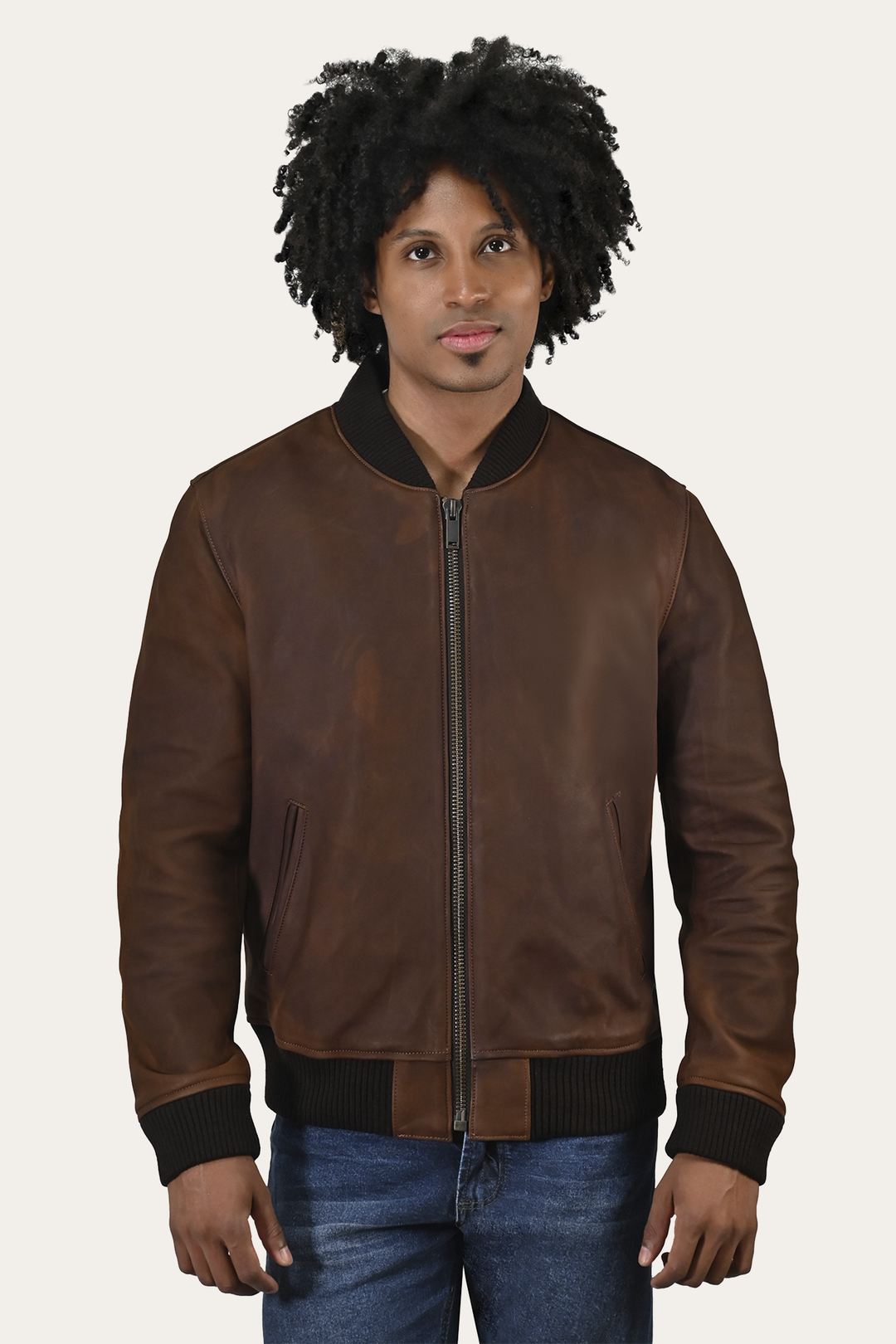 Men’s Cognac Clay Leather Bomber Jacket Cognac - Frye