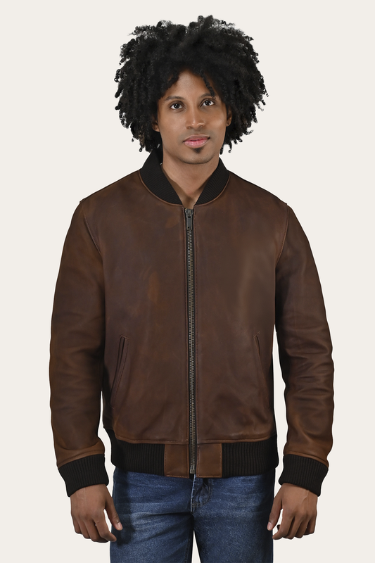 Men’s Cognac Clay Leather Bomber Jacket Cognac - Frye