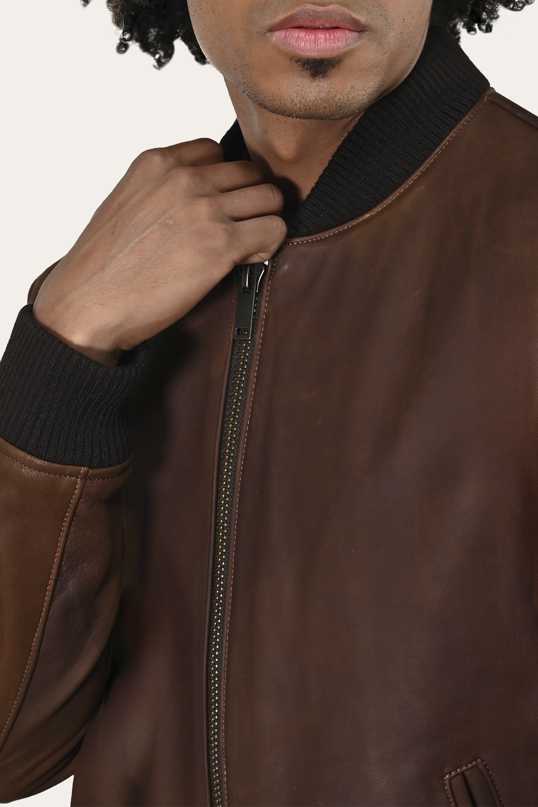 Men’s Cognac Clay Leather Bomber Jacket Cognac - Frye