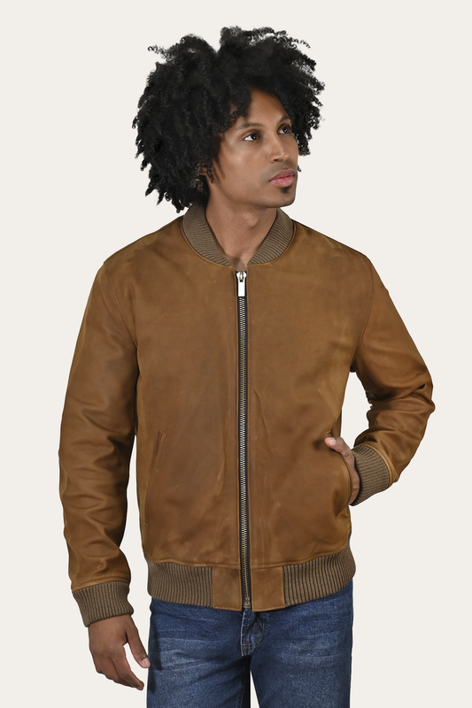 Men’s Burnt Copper Clay Leather Bomber Jacket Burnt copper - Frye
