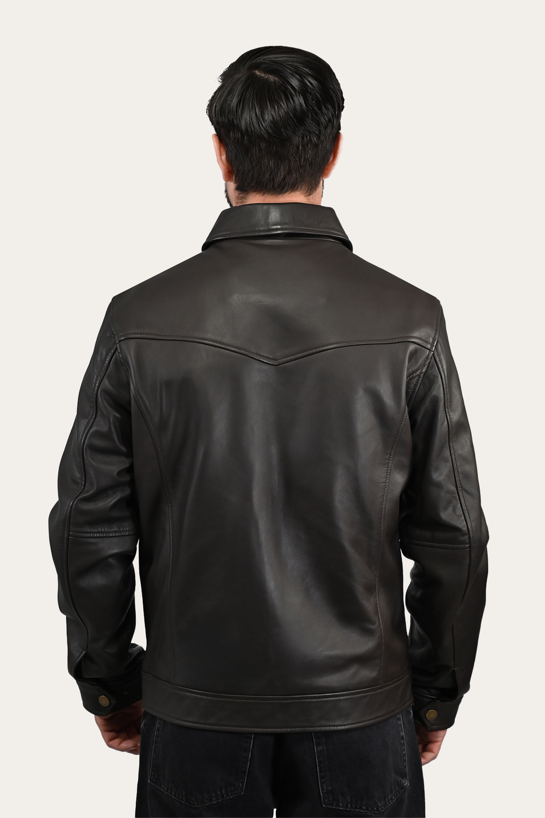 Men’s Dark Brown Durango Trucker Leather Jacket Dark Brown - Frye
