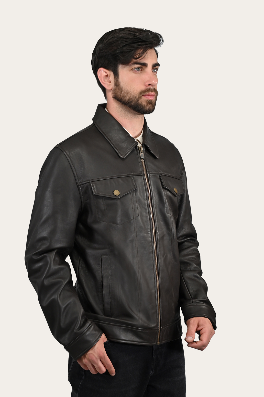 Men’s Dark Brown Durango Trucker Leather Jacket Dark Brown - Frye