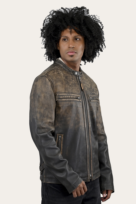 Men’s Brown Beige Leland Ombre Leather Jacket Brown Beige - Frye