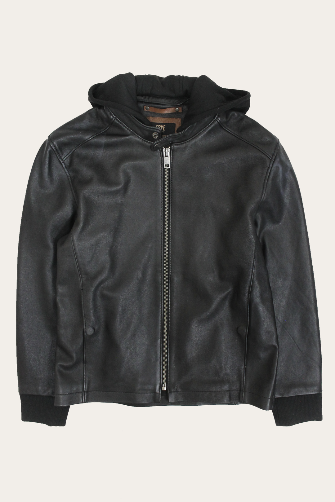Men’s Black Saddle Racer Leather Hooded Jacket Black - Frye