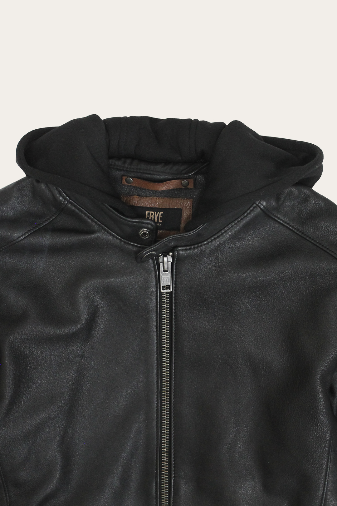 Men’s Black Saddle Racer Leather Hooded Jacket Black - Frye