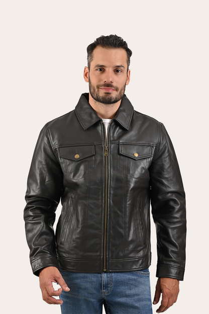 Men’s Dark Brown Kentucky Trucker Leather Jacket Dark Brown - Frye