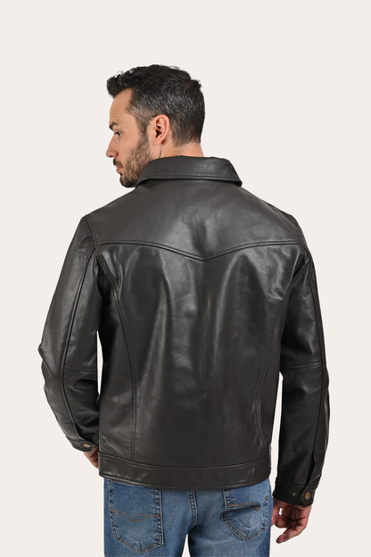 Men’s Dark Brown Kentucky Trucker Leather Jacket Dark Brown - Frye