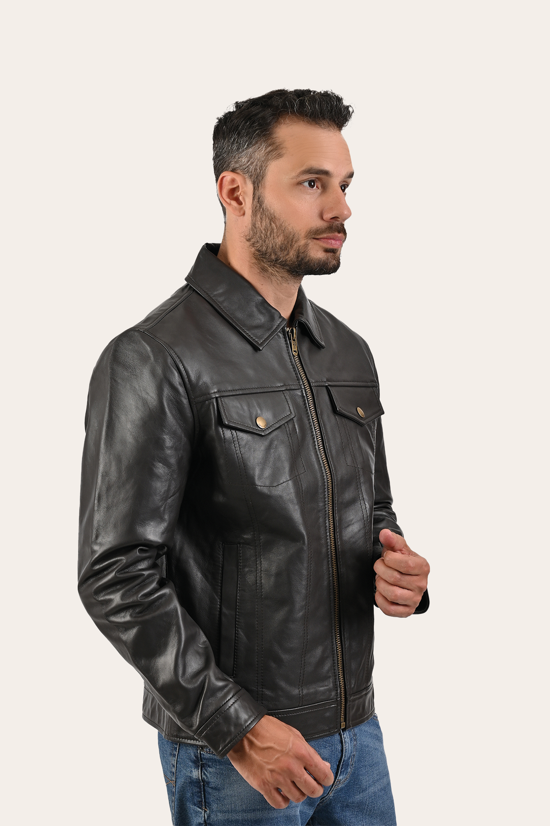 Men’s Dark Brown Kentucky Trucker Leather Jacket Dark Brown - Frye