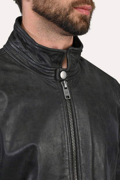 Men’s Black Lawton Modern Nappa Biker Jacket Black - Frye