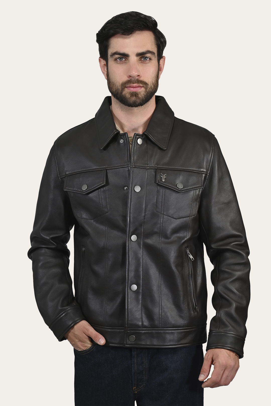 Ruffian Trucker Jacket Dark Brown - Frye