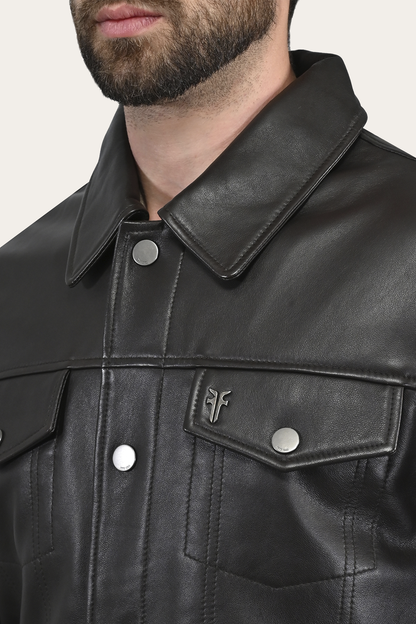 Ruffian Trucker Jacket Dark Brown - Frye