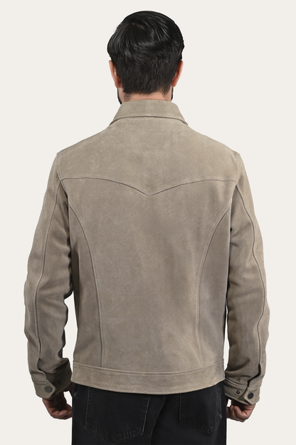 Men’s Taupe Trailblazer Suede Trucker Jacket Taupe - Frye