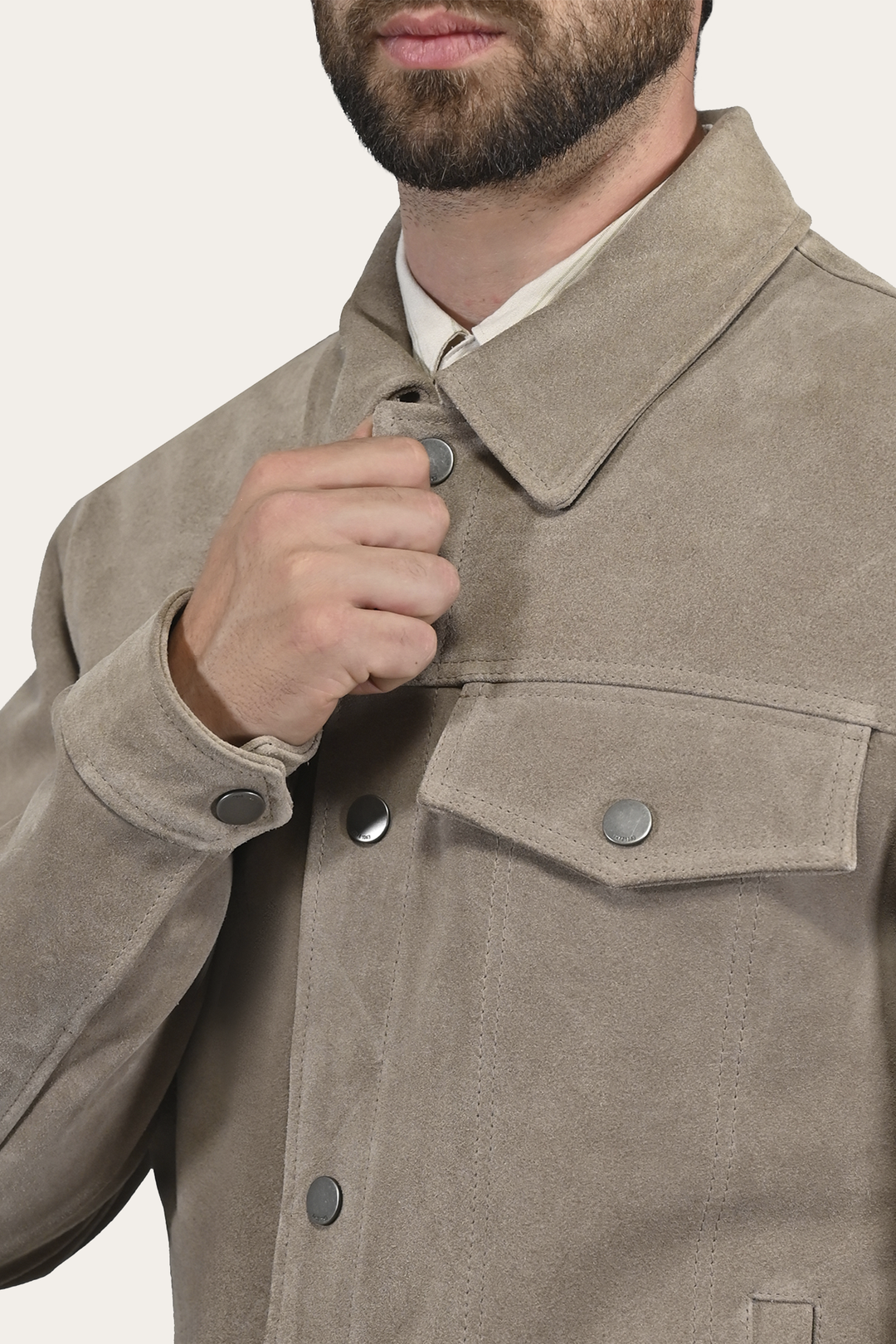 Men’s Taupe Trailblazer Suede Trucker Jacket Taupe - Frye