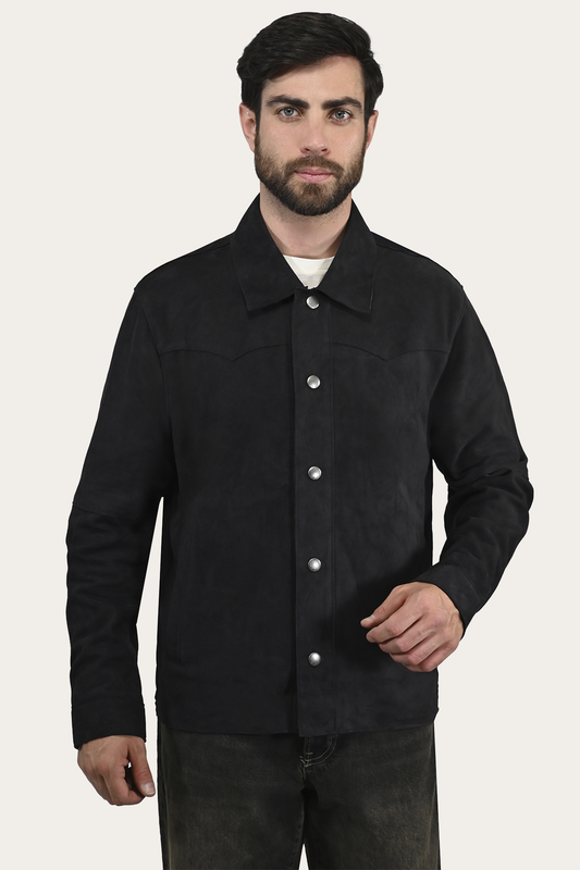 Men’s Navy Blue Judd Minimalist Suede Shacket Navy Blue - Frye