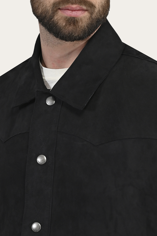 Men’s Navy Blue Judd Minimalist Suede Shacket Navy Blue - Frye