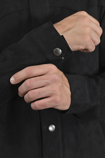 Men’s Navy Blue Judd Minimalist Suede Shacket Navy Blue - Frye