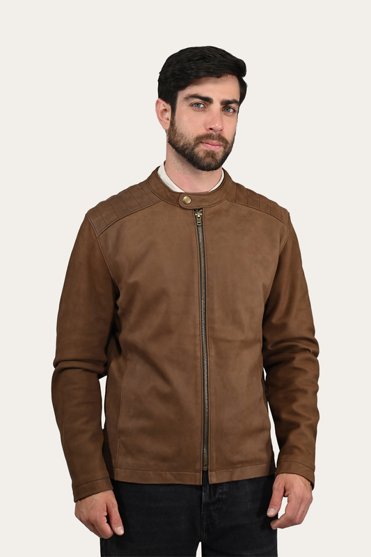 Men’s Tobacco Desert Racer Leather Jacket Tobacco - Frye