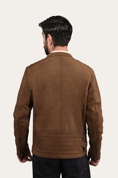 Men’s Tobacco Desert Racer Leather Jacket Tobacco - Frye