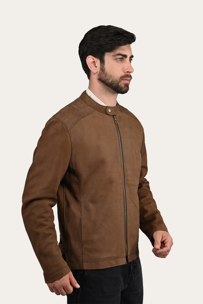 Men’s Tobacco Desert Racer Leather Jacket Tobacco - Frye