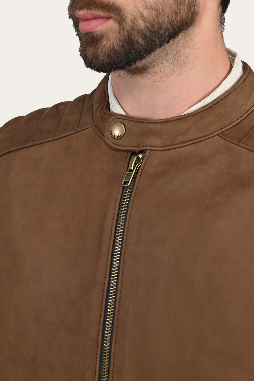 Men’s Tobacco Desert Racer Leather Jacket Tobacco - Frye