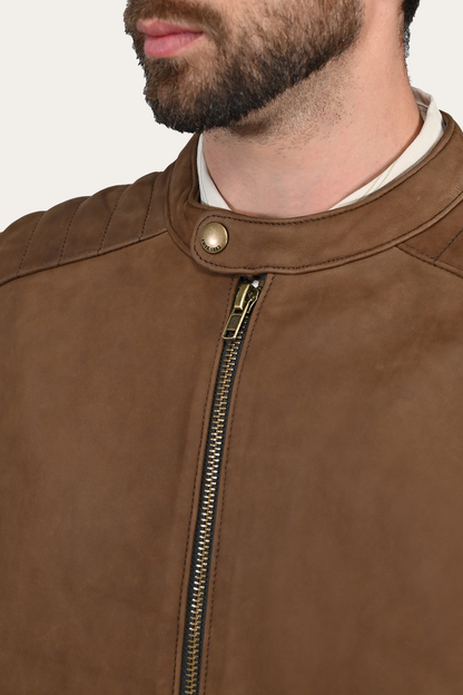 Men’s Tobacco Desert Racer Leather Jacket Tobacco - Frye