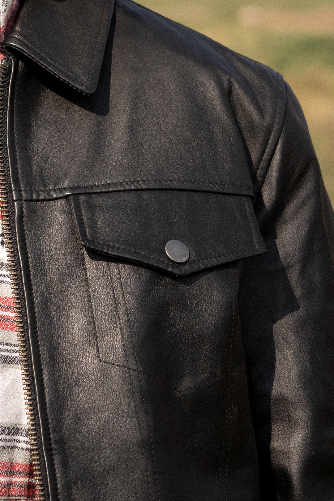 Men’s Black Durango Trucker Leather Jacket Black - Frye