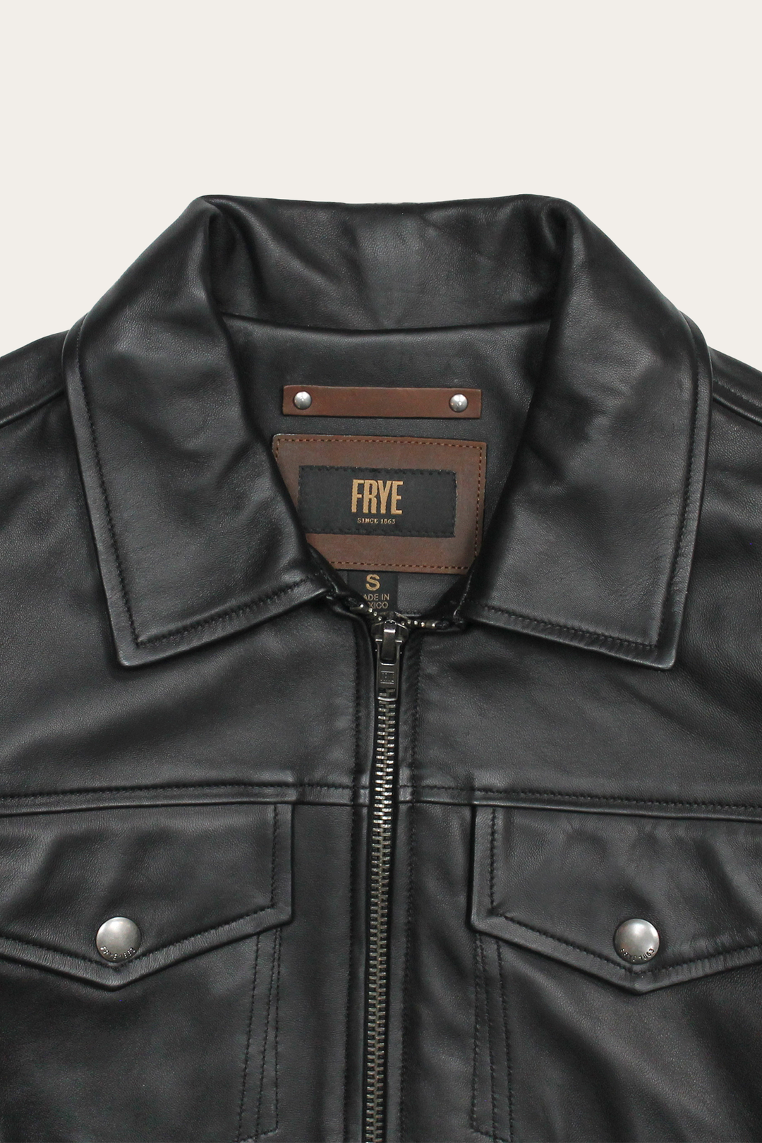Men’s Black Durango Trucker Leather Jacket Black - Frye