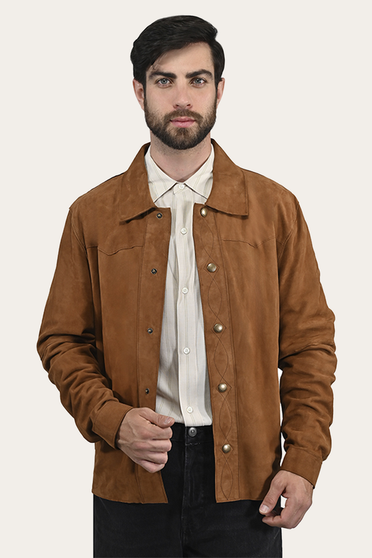 Men’s Middle Brown Judd Minimalist Suede Shacket Middle Brown - Frye
