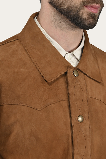 Men’s Middle Brown Judd Minimalist Suede Shacket Middle Brown - Frye