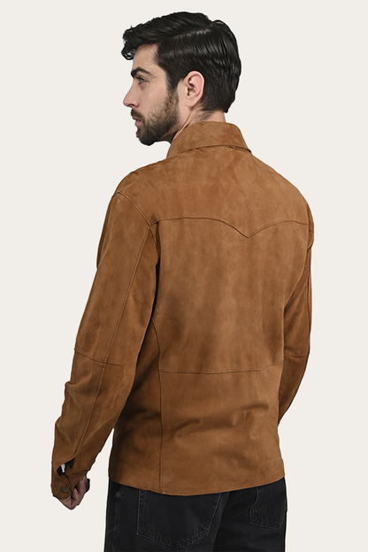 Men’s Middle Brown Judd Minimalist Suede Shacket Middle Brown - Frye